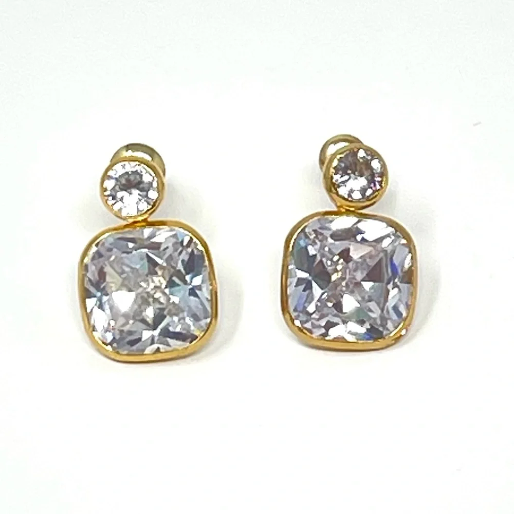 New Anthropologie Aurelie Oversized Post Earrings Gold - Picture 4 of 6
